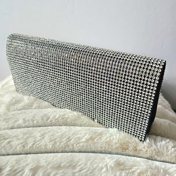 Crystal Rhinestone Evening Bag crossbody Glitter Party Clutch NWOT - Picture 2 of 14